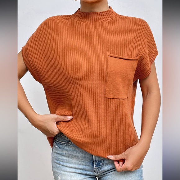 Cozy Mock Cowl Neck Dolman Sleeve Knit Sweater Top - Picture 6 of 6